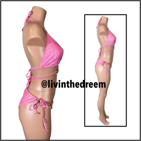 MODA MINX MAGIC IN MAKO WRAP TRIANGLE XL & RUCHED TIE SIDE BIKINI BOTTOMS L $79 - Picture 8 of 13